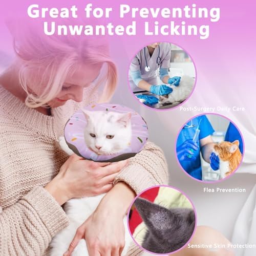 Seyezo Cat Cone Collar Soft, Adjustable Cat Recovery Cone Waterproof Purple - Image 5