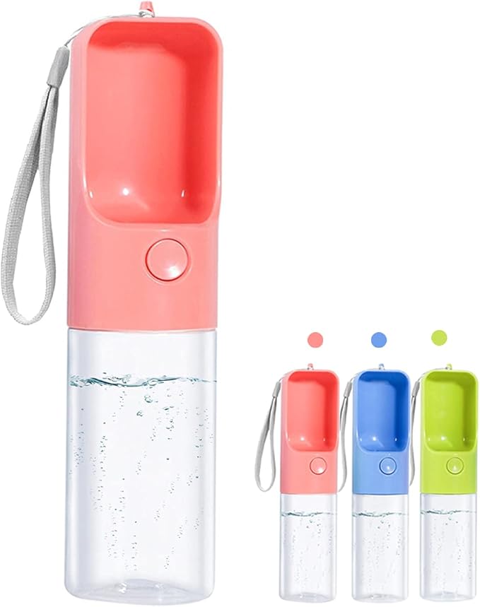 Sofunii Dog Water Bottle for Walking, Portable Pet Travel Water Drink Cup Mug Dish Bowl Dispenser, Made of Food-Grade Material Leak Proof & BPA-Free - 15oz Capacity (Blue&Pink&Green) (Pink) …
