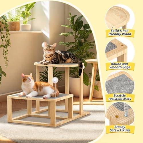 Pawaboo 16.9in Cat Tree Tower, 2-Level Cat Scratch Post with Scratching Mat - Image 5
