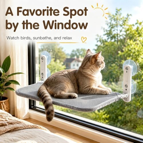 Cat Window Perch, 2-in-1 Reversible Mesh & Fleece Hammock | Sturdy Window Seat for Large Indoor Cats, Holds Up to 33 lbs - Image 7