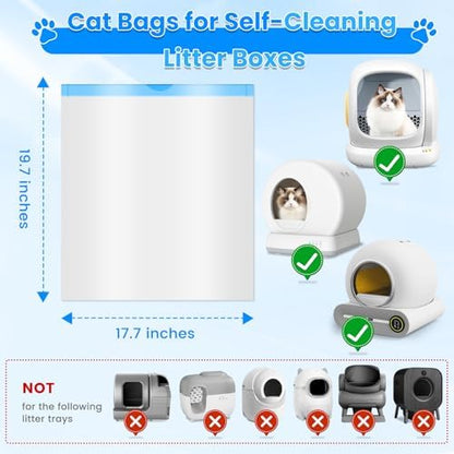 60 Count Cat Litter Box Liners Bags, Extra-Thick Cat Waste Bags for Self-Cleaning Litter Box, Drawstring Litter Liner Trash Bags for Automatic Box Self Cleaning-17.7" x 19.68" - Image 2
