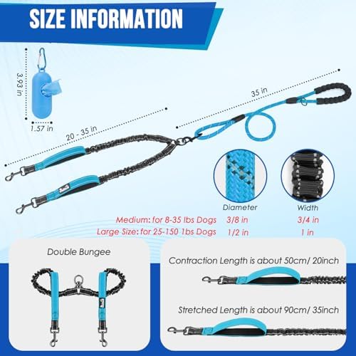 Lukovee Double Dog Leash, Reflective Heavy Duty Lead, No Tangle - Image 6