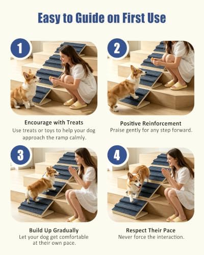 Dog Ramp for Stairs for Small Dogs Up to 40 lbs - Adjustable Dog Stair Ramp with Non-Slip Carpet, Foldable Pet Ramp for Indoor Stairs, Senior Dogs, Puppies, Short-Legged Breeds, Bed, Sofa (3-Pack) - Image 3