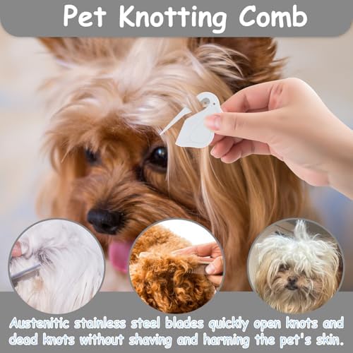 7 Pack Pets Grooming Brush Comb Kit,Double-Side Deshedding Dematting Dog Brush,Undercoat Rake for Dogs & Cats,with Metal Comb,Flea Comb,Open Knot Comb,Fine-Teeth Comb,Tear Stain Remover Comb - Image 5
