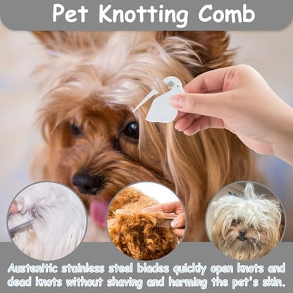 7 Pack Pets Grooming Brush Comb Kit,Double-Side Deshedding Dematting Dog Brush,Undercoat Rake for Dogs & Cats,with Metal Comb,Flea Comb,Open Knot Comb,Fine-Teeth Comb,Tear Stain Remover Comb - Image 5