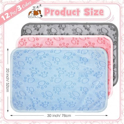 Tegeme 12 Pcs Puppy Blanket for Cat, 30 X 20 Inch Pink,Gray,Blue - Image 2
