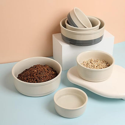 Sweejar Ceramic Dog Bowls, Dog Food Dish for Small Dogs and Cat, Heavy Duty Porcelain Pet Bowl for Canned Food and Water 17 Fl Oz（White）