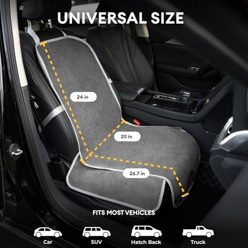 FUNNY FUZZY Dog Car Seat Cover for Front Seat, Dog Seat Cove Waterproof, Scratchproof Non-Slip Car Seat Protector, Universal Fit Most Cars, SUVs, Trucks, Grey - Image 2