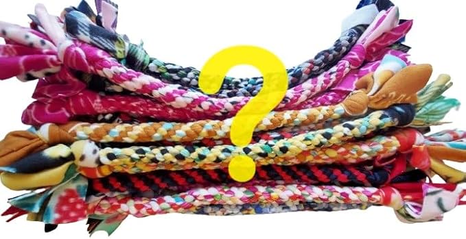 Dog Puppy Tug Pull Toy Rope Play Durable Interactive Entertaining Heavy Duty Fleece Round Square Braid by Knots SO Fast (Mystery 1 pc)