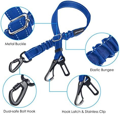 URPOWER 3-in-1 Dog Car Seat Belt, Adjustable Bungee, 2 Pack - Image 2