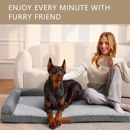 Patas Lague Orthopedic Large Dog Bed Washable Pet Sofa Bed 42''X28''Grey - Image 2