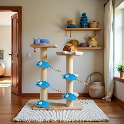 BWESOO 5Pcs Blue Catnip Toy, Catnip Toys Balls, Teaser Toy Mouse Shape Interactive Lightweight Relieve Boredom Pet Teething Toy Cat Supplies Blue Interested Catnip Toys - Image 3