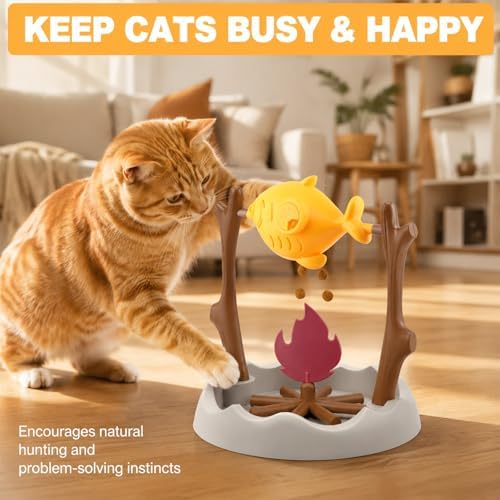 Cat Slow Feeder Treat Dispenser, Foraging Interactive Cat Puzzle Fish Toy - Image 3