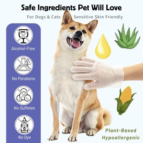 24CT Pet Glove Wipes for Dogs Cats, Disposable No-Rinse Unscented - Image 3
