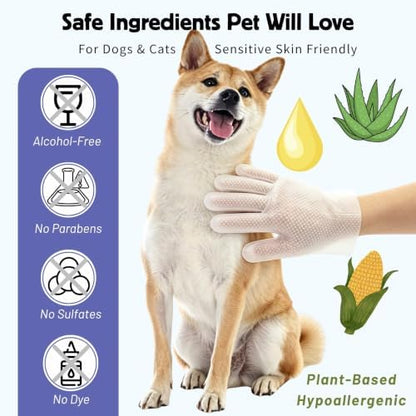 36CT Pet Glove Wipes for Dogs Cats, Disposable No-Rinse Unscented - Image 4