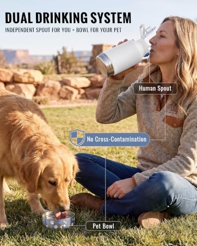 GiNT 37oz / 1.1L Insulated Dog Water Bottle with Carrying Case, (White) - Image 6