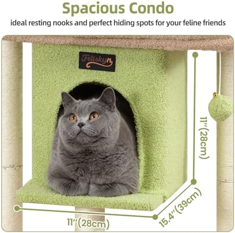 Cat Tree Tower Scratching Post for Indoor Large Adult Cats with Perch Bed - Image 3