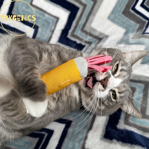 Pencil Kicker Catnip Toy w/ Long Shape & Bite Resistant Plush for Cat Chew Toy w/ Crinkle Paper & Organic Catnip - Image 6