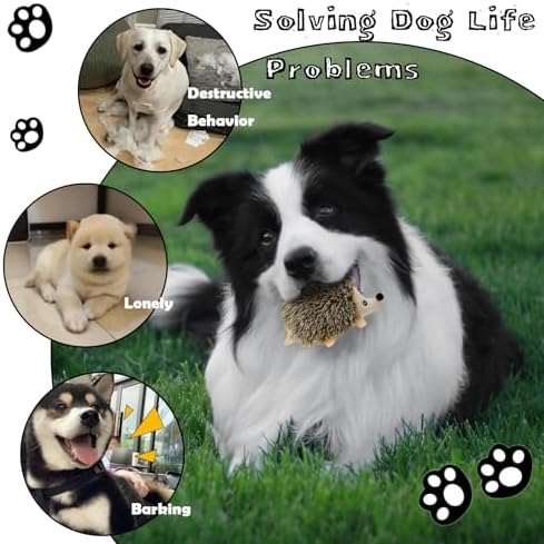 Dog Hide and Seek Toys Puppy Chew Squeaky Toys Plush Mushroom&Bamboo&Shell Hideout Stuffing with Squeakers Animals (3Pcs Squeaky Hedgehog Brown) - Image 6