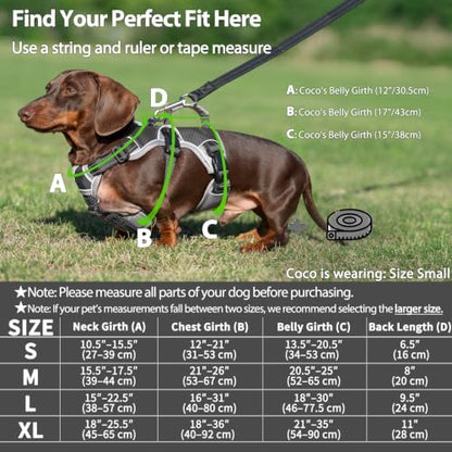 Huntboo Escape Proof Dog Harness, Dachshund Harness, Reflective Dog Harness with Handle, Durable,Adjustable Vest for Small Medium Large Dogs Walking, Training, and Running Gear (Black,XL) - Image 6