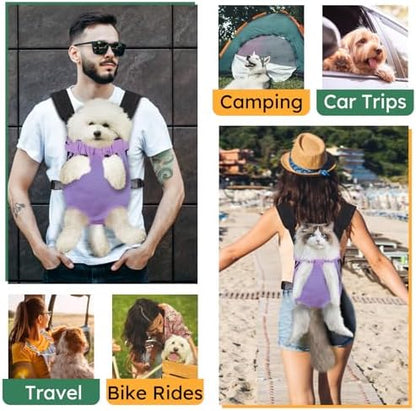 Pet Carrier Backpack, Hands-Free Adjustable Dog Front Carrier Legs Out & Easy-Fit Dog Backpack Carrier for Hiking Camping Traveling Cycling for Small Dogs and Rabbits (Large, Purple) - Image 4
