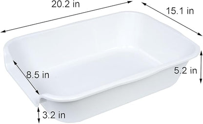 2 Pack of Extra Large Cat Litter Box (ABS Material), Low Entry Senior Litter Pen for Geriatric Kitty Big Cats, Jumbo Pet Safe Litter Boxes Tray for Indoor Pets Potty (White, 20"L x 15.5"W)