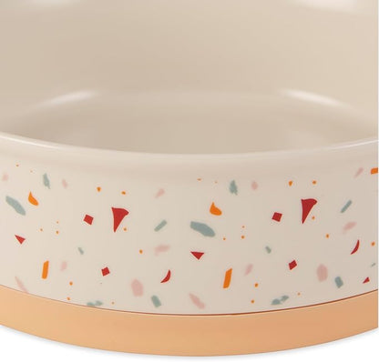 Bone Dry Ceramic Food Bowls, Non-Slip & Dishwasher Safe, Medium Set, 6x2 Terrazzo