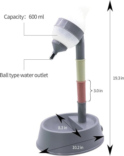 DELIFUR Pet Standing Water Dispenser Adjustable Cat Dog Drinking Water Dispenser Bowl with Detachable Pole Automatically Feeding Water (Grey)