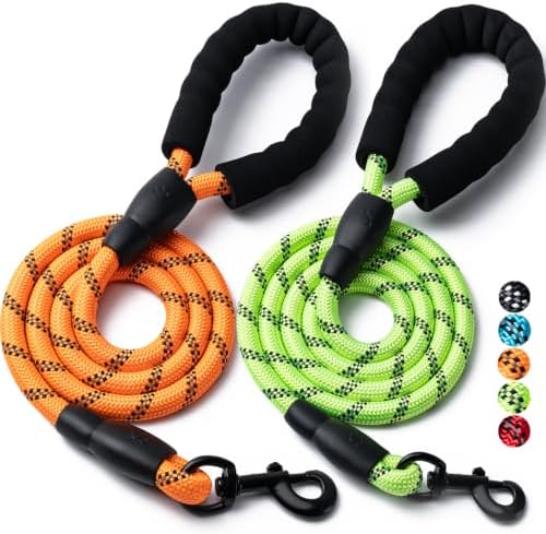 2 Pack Dog Leash, Heavy Duty Nylon Rope Pet Leashes (5FT-1/2,Orange/Green) by BOOMIBOO