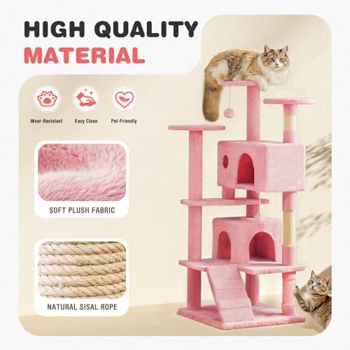 54 Inch Cat Tree Tower with Natural Sisal Scratching Post - Image 6