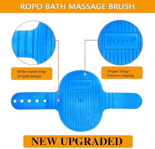 ROPO Dog Bath Brush, Dog Shampoo Brush With Adjustable Ring Handle Long Bristles, Upgraded Version Anti-Slip Back & Strap, Pet Grooming Brush for Dogs & Cats 2pcs - Image 3