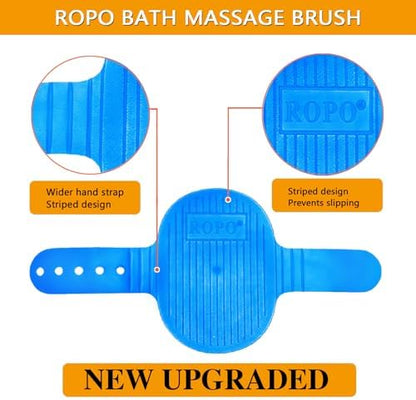 ROPO Dog Bath Brush, Dog Shampoo Brush With Adjustable Ring Handle Long Bristles, Upgraded Version Anti-Slip Back & Strap, Pet Grooming Brush for Dogs & Cats 2pcs - Image 3