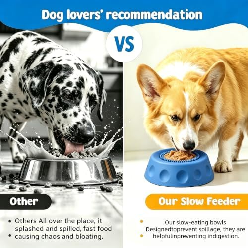 Dog Slow Feeder Bowl, Silicone Lick Mat with Suction Cups for Peanut Butter Yogurt, Interactive Lick Pad Anxiety Relief for Small Medium Large Dogs, Blue - Image 5