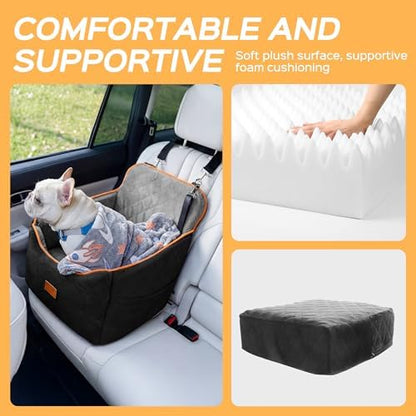 HiPetpy Dog Car Seat 6" Elevated Memory Foam Booster Seat Pet Car Seat - Image 5