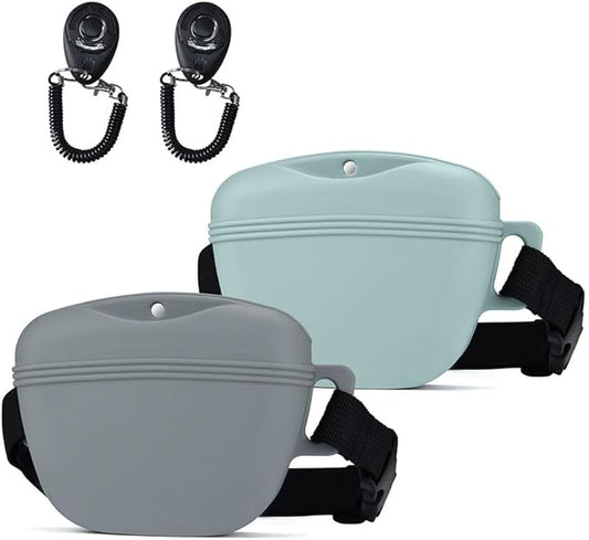 Pet Training Snack Pouch with Clicker 2.0 Upgraded Magnetic Closure, 1.66 Cup Silicone Belt for Dog Treats，Perfect for Exercising and Walking
