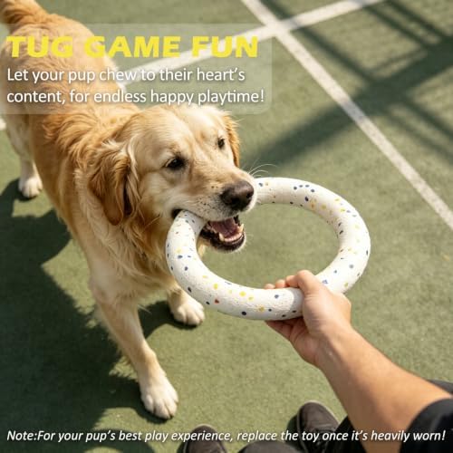 2 Pack Dog Ring Toys for Outdoor Play, Durable Soft Flying Disc for Throwing Catching Grabbing, Water Floating Dog Frisbee Fetch Toy Training Ring Tug of War for Medium Large Breeds (9.0") - Image 6