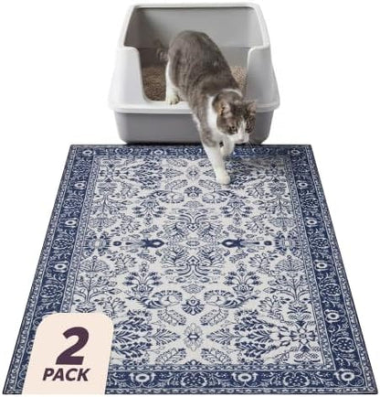 Lovewag Cat Litter Mat, Litter Box Mat, Indigo Garden, 36x48, 2 Pack by Lovewag