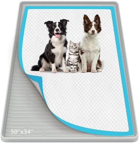 Pee Pad Holder for Dogs 50"x 34" Extra Large Silicone Puppy Pee Pad Tray by Bartuke
