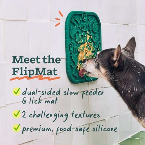 Woof FlipMat, Dual-Sided Dog Lick Mat & Slow Feeder, Green - Image 3