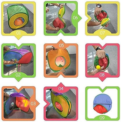 Andiker Cat Tunnel, Foldable Square Colorful Kitten Pop Up Tent Matches with Most Cat Tubes Polyester Kitten Tent with a Bell Ball 3 Holes Kitten Tubes to Hide Play (Square S) - Image 3