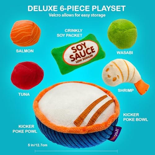 6-Piece Sushi Playset - Catnip Plush Cat Toys, Poke Bowl - Image 5