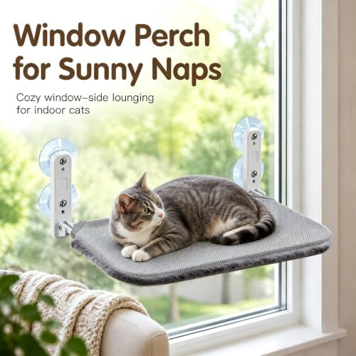 Cat Window Perch, 2-in-1 Reversible Mesh & Fleece Hammock | Sturdy Window Seat for Large Indoor Cats, Holds Up to 33 lbs - Image 6