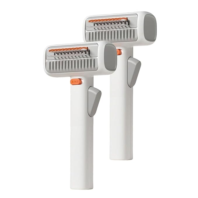 2026 New 2-in-1 Pet Self-Detangling & Grooming Comb, 2-in-1 Pet Comb Untangle & Remove Tangles One-Touch Switch, Pets Grooming Brush Detangle, Deshed (2Pcs)
