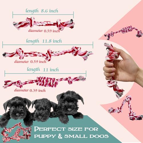 3 Pack Dog Rope Toys Puppy Teething Sturdy Cotton Chew Toy for Small Breed - Image 3