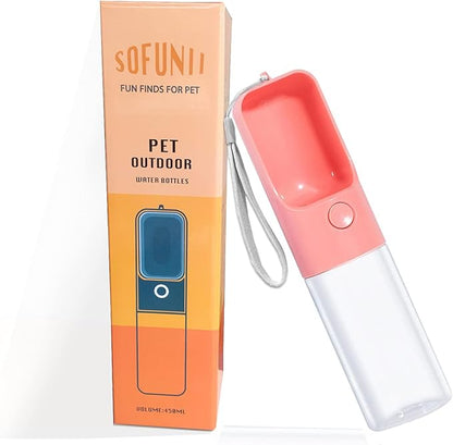 Sofunii Dog Water Bottle for Walking, Portable Pet Travel Water Drink Cup Mug Dish Bowl Dispenser, Made of Food-Grade Material Leak Proof & BPA-Free - 15oz Capacity (Blue&Pink&Green) (Pink) …