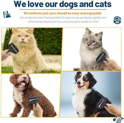 2-Sided Dematting & Deshedding Comb for Pets, Larger Size - 2 Types of Stainless Steel Brush Heads, Ergonomic Handle - Image 6
