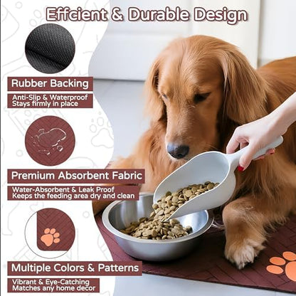 Dog Cat Food Mat, Absorbent Pet Feeding Mat for Food and Water Bowl - Image 4