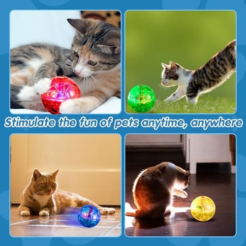 Frienda 4 Pcs Light up Cat Ball LED Motion Ghost Hunting Cat Ball, Colorful - Image 6