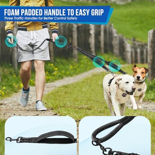 Lukovee Double Dog Leash, Reflective Heavy Duty Lead, No Tangle - Image 2