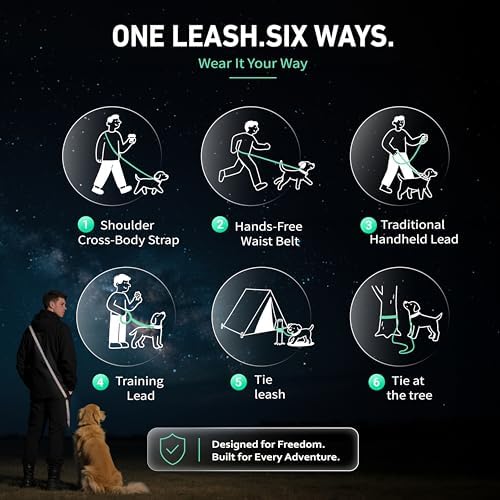 Hands Free Dog Leash,Galaxy Reflective, Crossbody Dog Leash, Green - Image 3